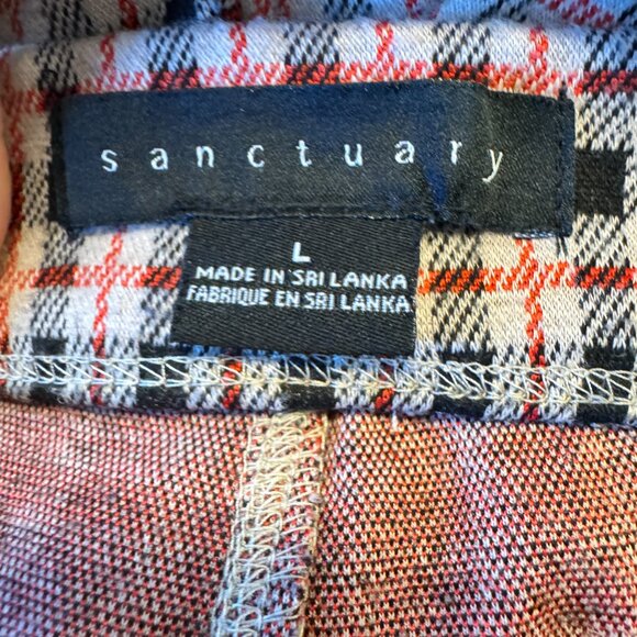 Sanctuary Carnaby Kick Crop Pants Large Plaid Tan Black Red Pull On - Picture 10 of 12